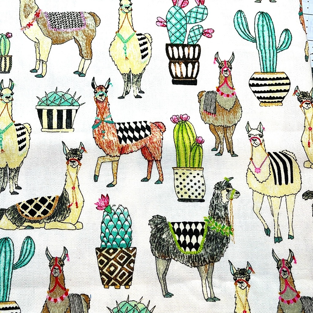 Llamas, Cactus 3 Yards Canvas Fabric, Lovely 100% Cotton Duck Michael Miller